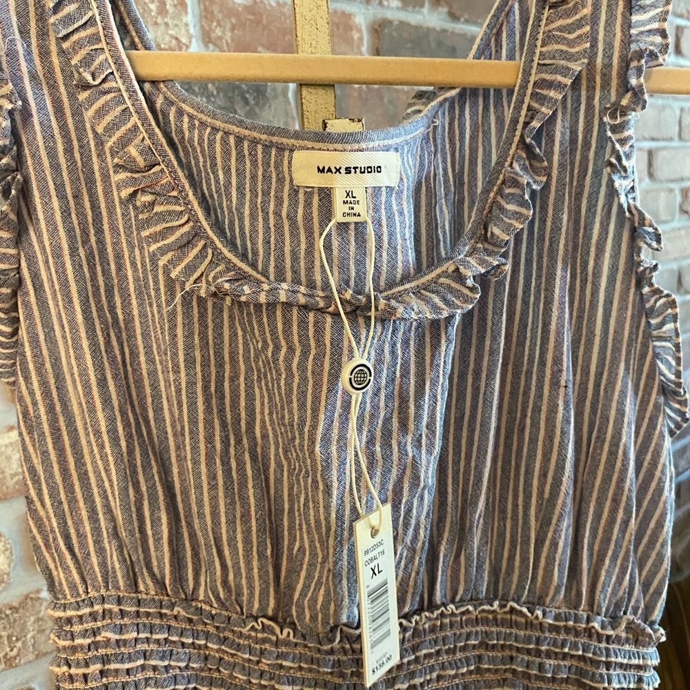 NWT Max Studio Striped Ruffled Sleeveless Maxi Dress Size XL